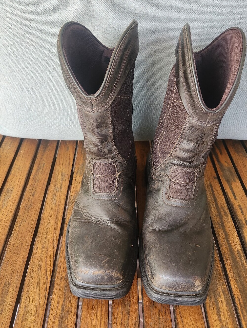 Men's Herman Survivors Brown Leather Work Boots Size 9.5 Steel Toe Pull On